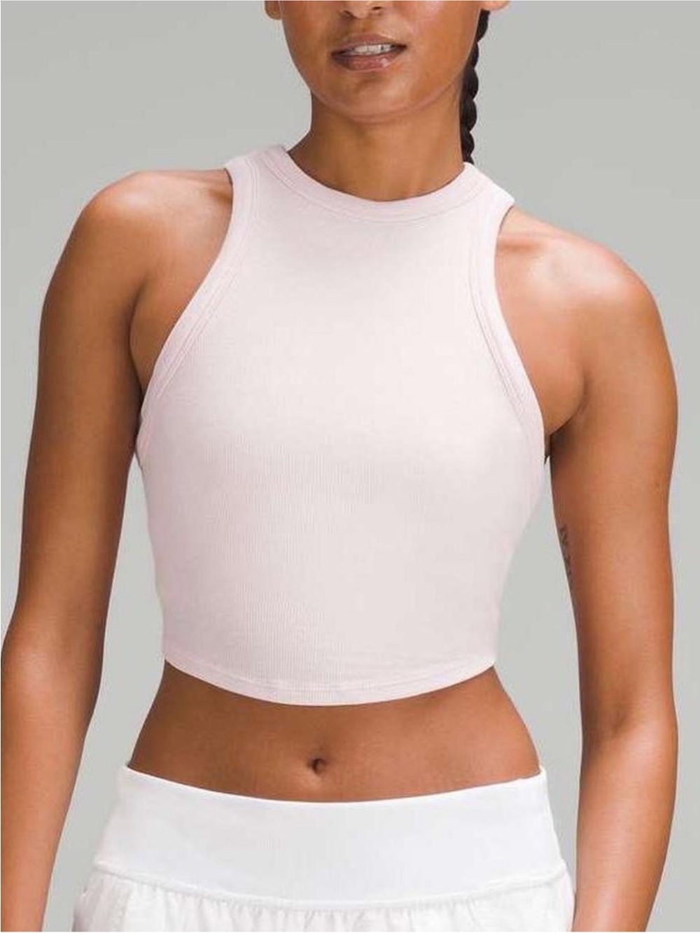 lululemon athletica Light Pink Ribbed Cropped Tank